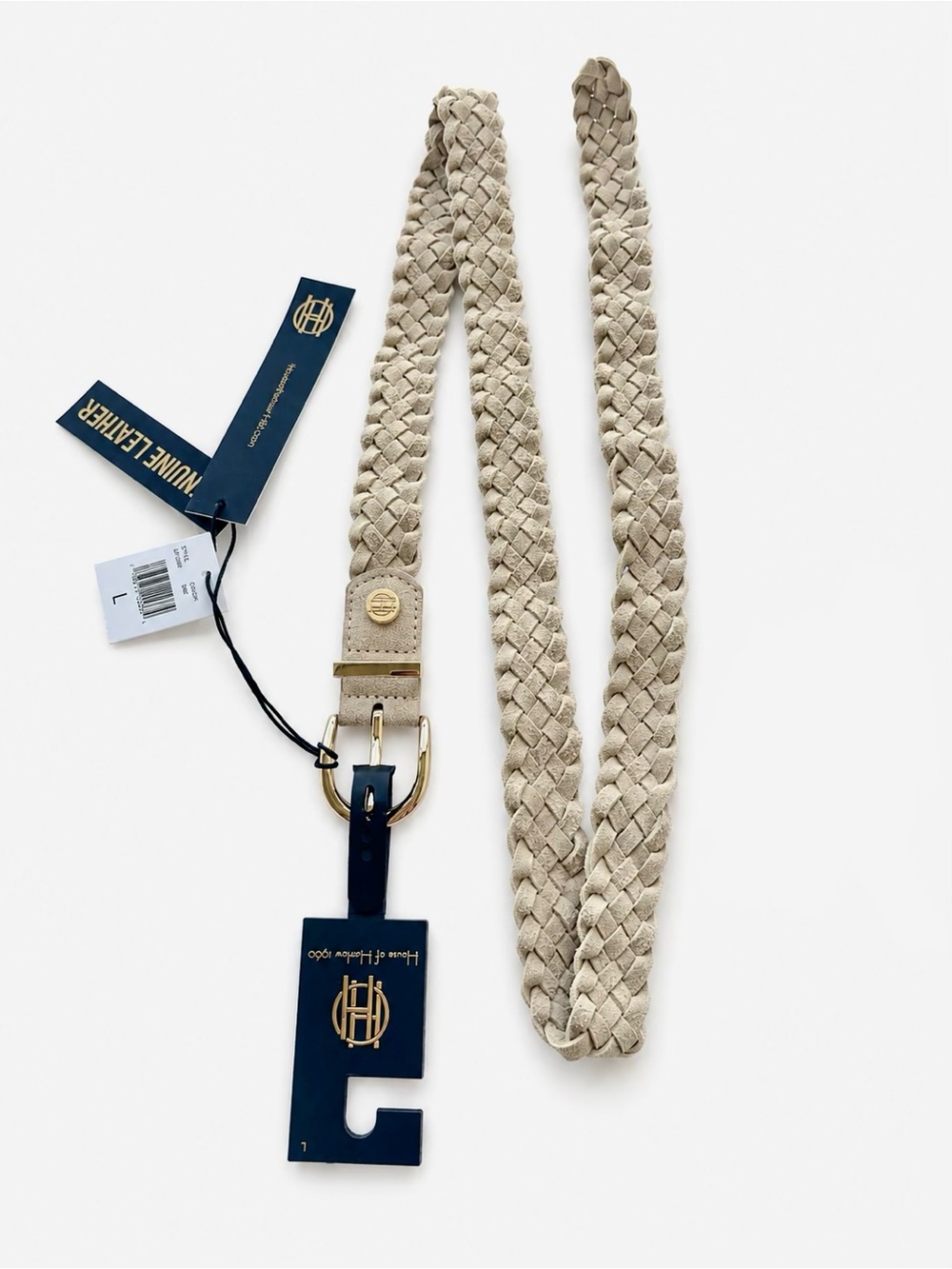 House of Harlow 1960 Genuine Leather Braided Belt Size L – New with Tags